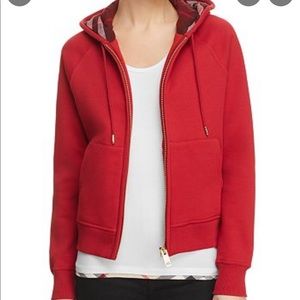 Burberry red zip up hoodie